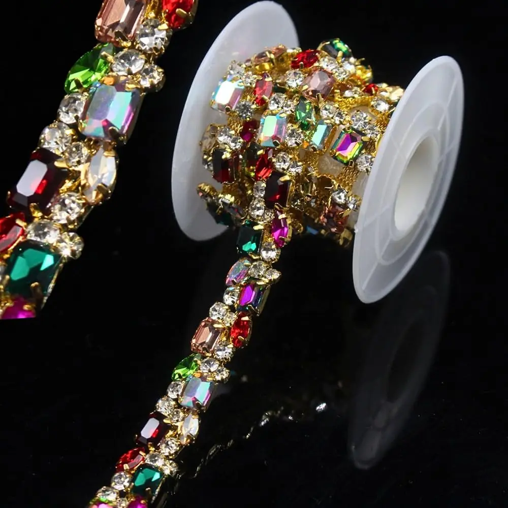 2 Yards Rhinestone Trim Chain Crystal AB Gold Fringe Sewing Dress DIY Party Wedding Bouquet for Decoration Bridal Costume Em
2 Yards Rhinestone Trim Chain Crystal AB Gold Fringe Sewing Dress DIY Party Wedding Bouquet for Decoration Bridal Costume Em