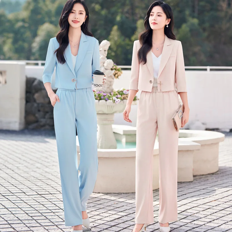 Blue High-End and Fashionable Casual Wide-Leg Pants Suit Women2024Spring and Summer New Small Short Suit
Blue High-End and Fashionable Casual Wide-Leg Pants Suit Women2024Spring and Summer New Small Short Suit