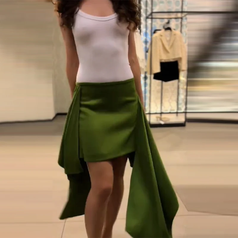 Elegant Green Asymmetrical Draped Mini Skirt Women High Waist Irregular Hem Casual Daily Date Night Office Skirt
Elegant Green Asymmetrical Draped Mini Skirt Women High Waist Irregular Hem Casual Daily Date Night Office Skirt