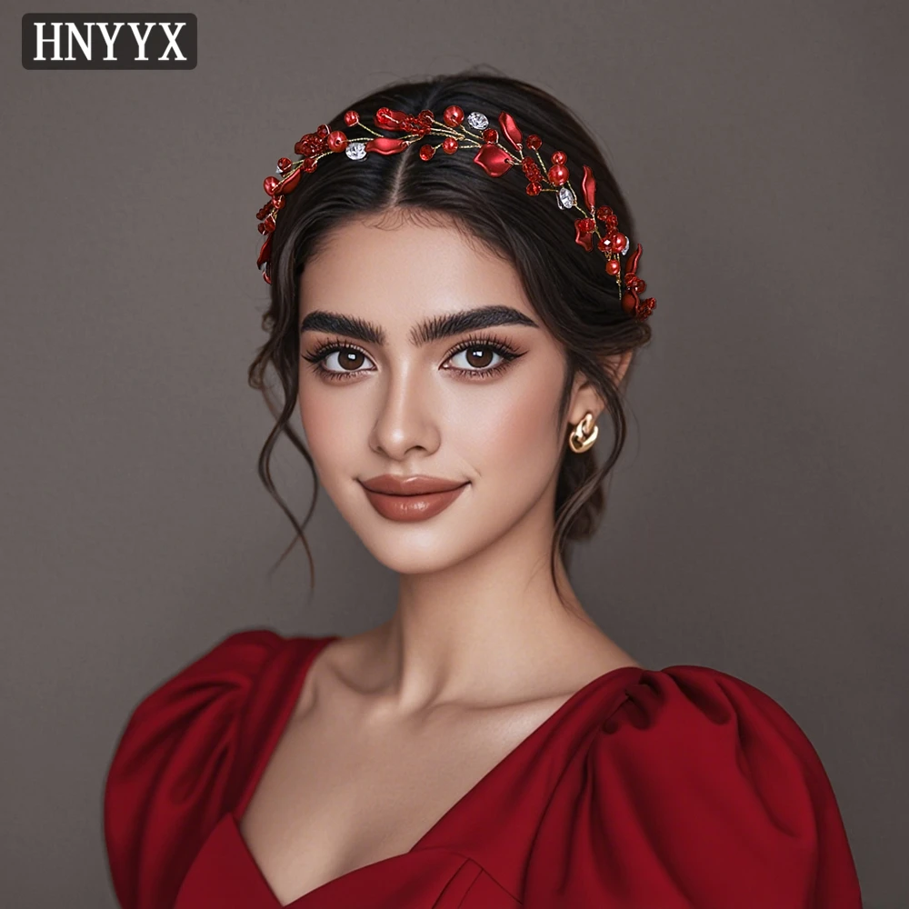 HNYYX Wedding Dress Hair Accessories Pearl Crystal Headband Handmade Red Leaves Headpiece Wedding Banquet Prom Headdress A350
HNYYX Wedding Dress Hair Accessories Pearl Crystal Headband Handmade Red Leaves Headpiece Wedding Banquet Prom Headdress A350