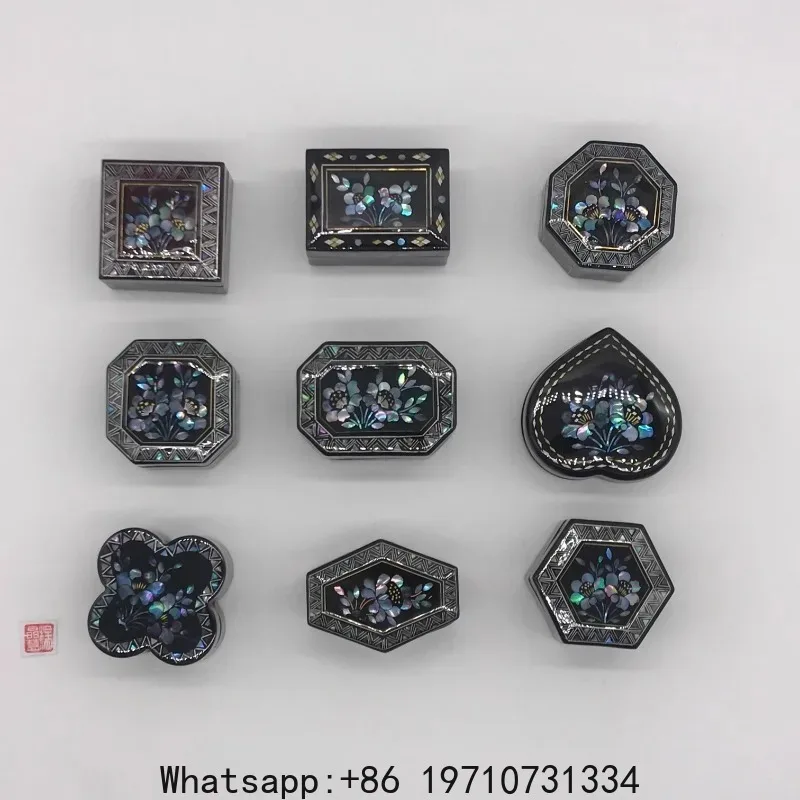 Handmade Mother of Pearl Lacquer Jewelry Box Shell Inlay Random Design Small Size
Handmade Mother of Pearl Lacquer Jewelry Box Shell Inlay Random Design Small Size