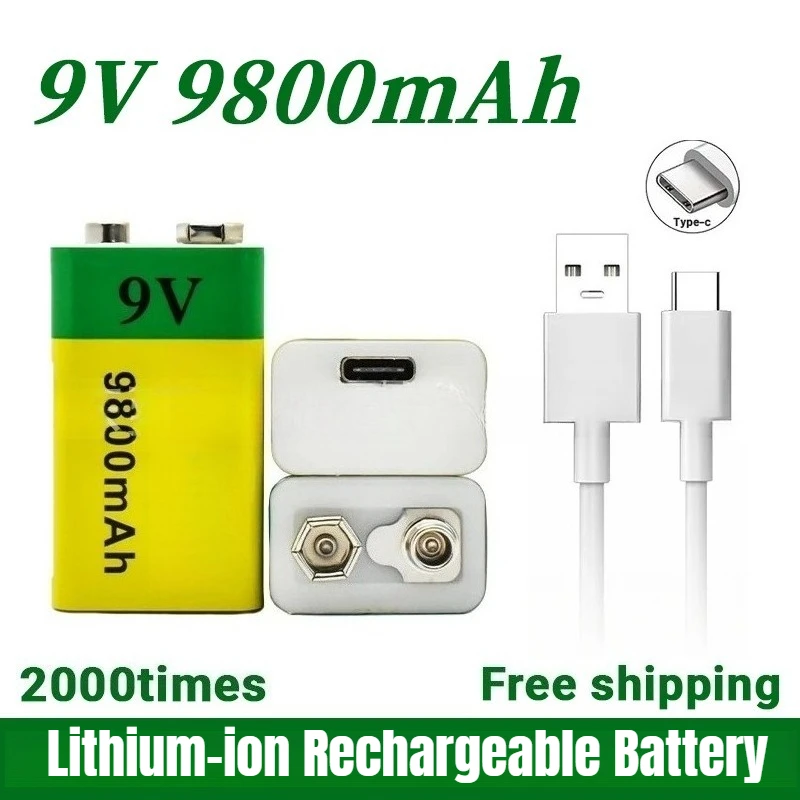 9V 9800mAh Lithium-ion Rechargeable Battery with Micro USB for Multimeters Microphones Toys Remote Controls KTV
9V 9800mAh Lithium-ion Rechargeable Battery with Micro USB for Multimeters Microphones Toys Remote Controls KTV