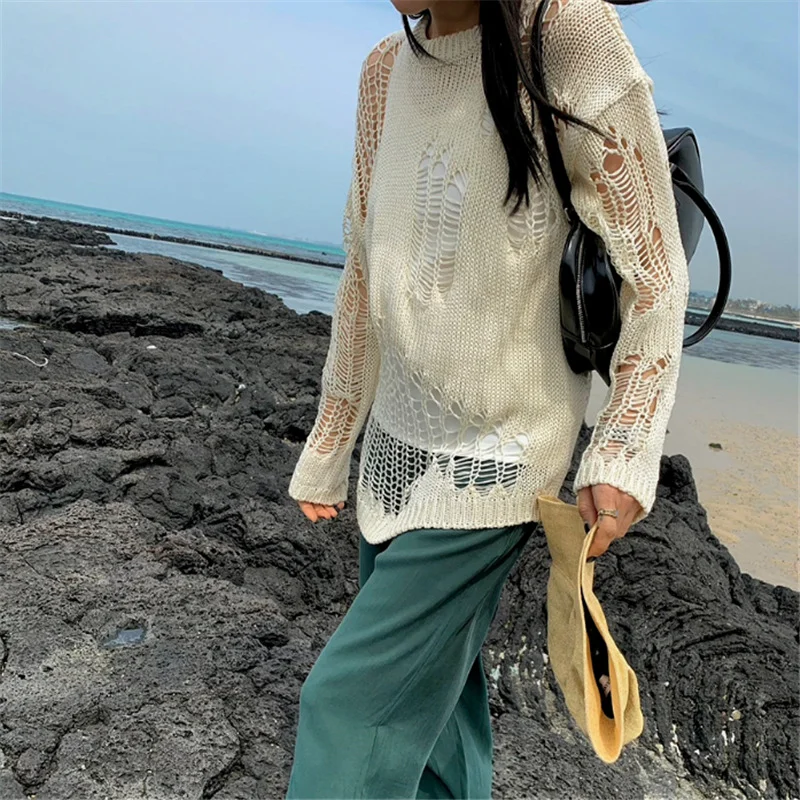 2025 Chic Loose Hollow Out Knitted Pullover Women's Fashion Pink O-neck Long Sleeve Sweater Autumn New Female Chic Y2k Knitwear
2025 Chic Loose Hollow Out Knitted Pullover Women's Fashion Pink O-neck Long Sleeve Sweater Autumn New Female Chic Y2k Knitwear