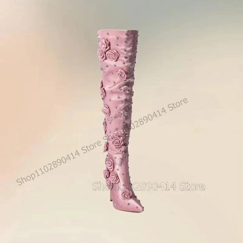 Pink Appliques Crystal Decor Pointed Toe Boots Side Zipper Women Shoes Thin High Heels Fashion Banquet 2025 Zapatos Para Mujere
Pink Appliques Crystal Decor Pointed Toe Boots Side Zipper Women Shoes Thin High Heels Fashion Banquet 2025 Zapatos Para Mujere