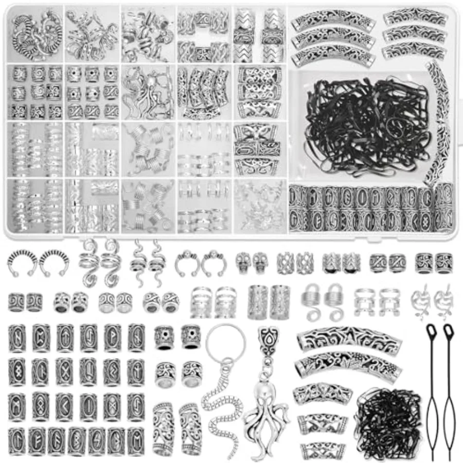 247Pcs Viking Hair Accessories Norse Runes Tube Beads Metal Cuffs Clips Rings, Dreadlock Beads Braids Locs Hair Jewelry Set for
247Pcs Viking Hair Accessories Norse Runes Tube Beads Metal Cuffs Clips Rings, Dreadlock Beads Braids Locs Hair Jewelry Set for