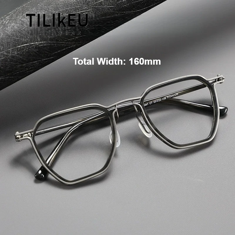 160mm Large Face Frame Retro Polygonal Men's Glasses Frame Vintage Acetate Titanium Eyeglasses Frame Full Rim Men Eyewear M5867
160mm Large Face Frame Retro Polygonal Men's Glasses Frame Vintage Acetate Titanium Eyeglasses Frame Full Rim Men Eyewear M5867