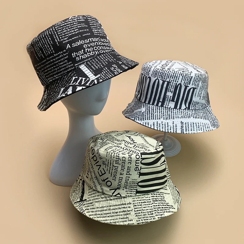 New Retro Streetwear Newspaper Letter Men Women Bucket Hats Cotton Soft Fashion Female Hip Hop Classic Sunshade Fisherman Caps
New Retro Streetwear Newspaper Letter Men Women Bucket Hats Cotton Soft Fashion Female Hip Hop Classic Sunshade Fisherman Caps