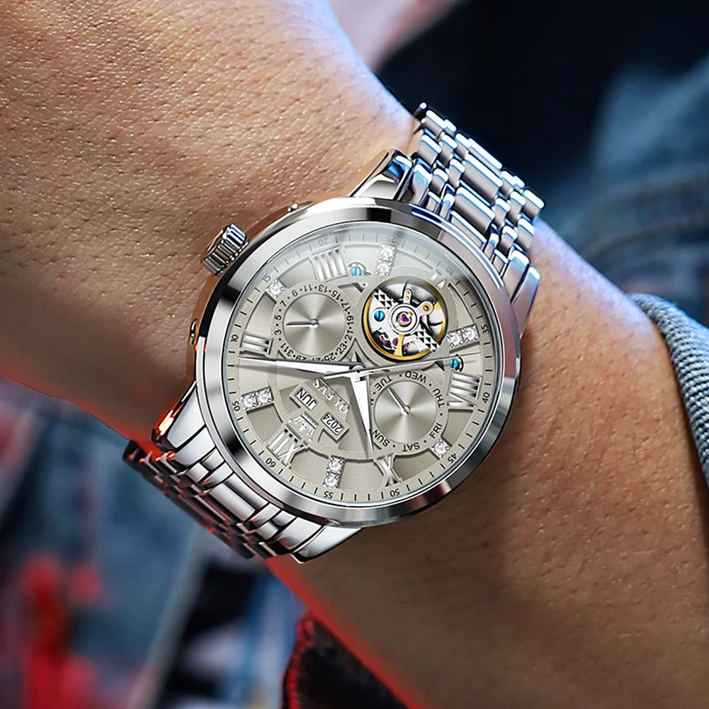 OLEVS Деловые часы для мужчин, лучший бренд класса люкс с турбийоном, механические мужские часы, модные спортивные водонепроницаемые автоматические часы Relogio
OLEVS Деловые часы для мужчин, лучший бренд класса люкс с турбийоном, механические мужские часы, модные спортивные водонепроницаемые автоматические часы Relogio