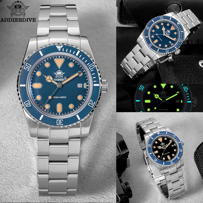 ADDIESDIVE 39mm New Divers Watch Luxury Dome Glass Ceramic Bezel 200m Waterproof Luminnous 12mm Ultra-thin Men Quartz Wristwatch
ADDIESDIVE 39mm New Divers Watch Luxury Dome Glass Ceramic Bezel 200m Waterproof Luminnous 12mm Ultra-thin Men Quartz Wristwatch