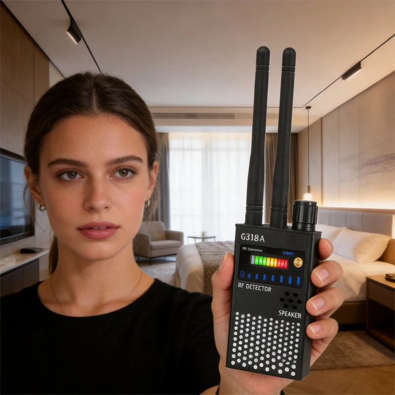 RF Detector G318, Dual Separate Antennas, LED Light Alarm Wireless Camera, GSM Phone, GPS Tracker & Eavesdropping Bug Scanner
RF Detector G318, Dual Separate Antennas, LED Light Alarm Wireless Camera, GSM Phone, GPS Tracker & Eavesdropping Bug Scanner