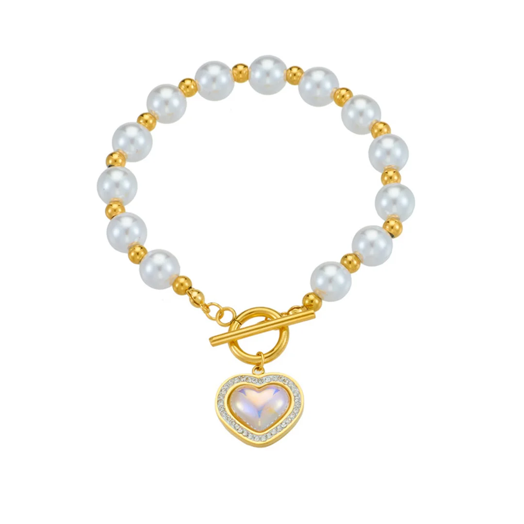 Vintage Statement Simulated Pearl Heart Charm Bracelet Female Gold Color Stainless Steel Chain Link Bracelet for Woman Jewelry
Vintage Statement Simulated Pearl Heart Charm Bracelet Female Gold Color Stainless Steel Chain Link Bracelet for Woman Jewelry