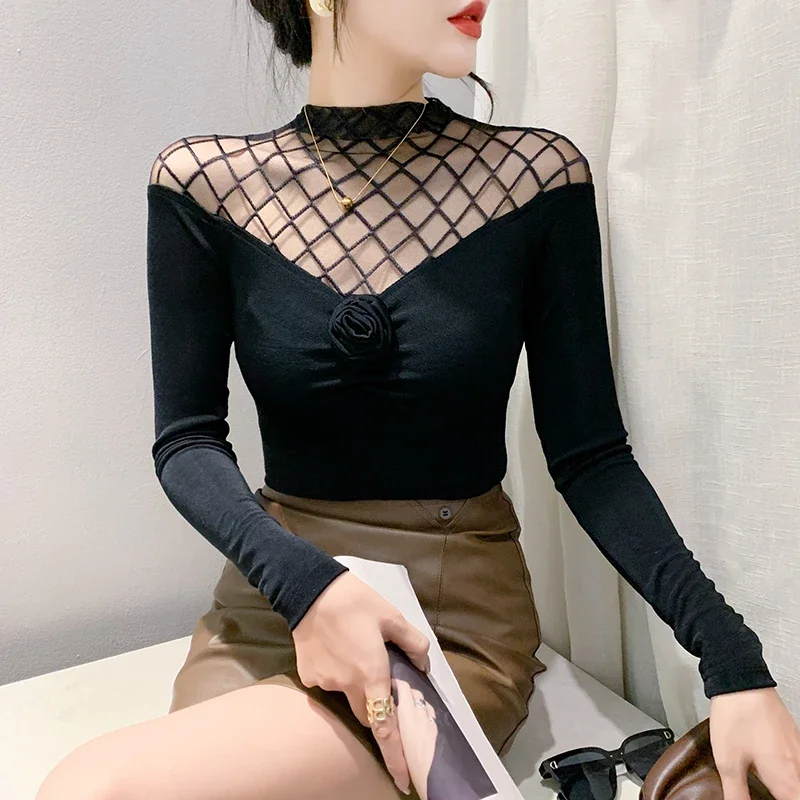 2024 New Fashion Women Sexy Autumn Deep V-neck Mesh Splice 3D Flower T-Shirt Women Vintage Style Long Sleeve Tees Tops
2024 New Fashion Women Sexy Autumn Deep V-neck Mesh Splice 3D Flower T-Shirt Women Vintage Style Long Sleeve Tees Tops