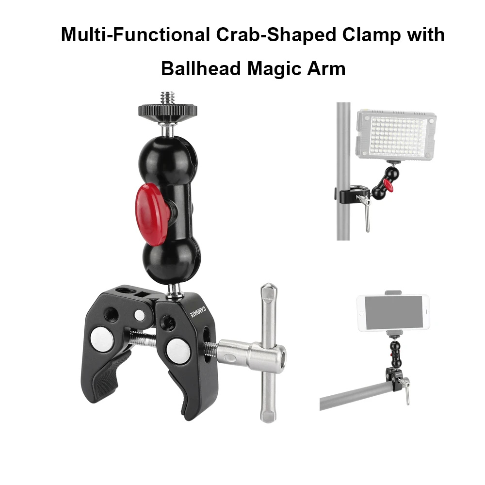 CAMVATE Multi-Functional Crab-Shaped Clamp with Ballhead Magic Arm Super Clamp with 1/4'' 3/8'' Screw Hole for Mount LED Light M
CAMVATE Multi-Functional Crab-Shaped Clamp with Ballhead Magic Arm Super Clamp with 1/4'' 3/8'' Screw Hole for Mount LED Light M