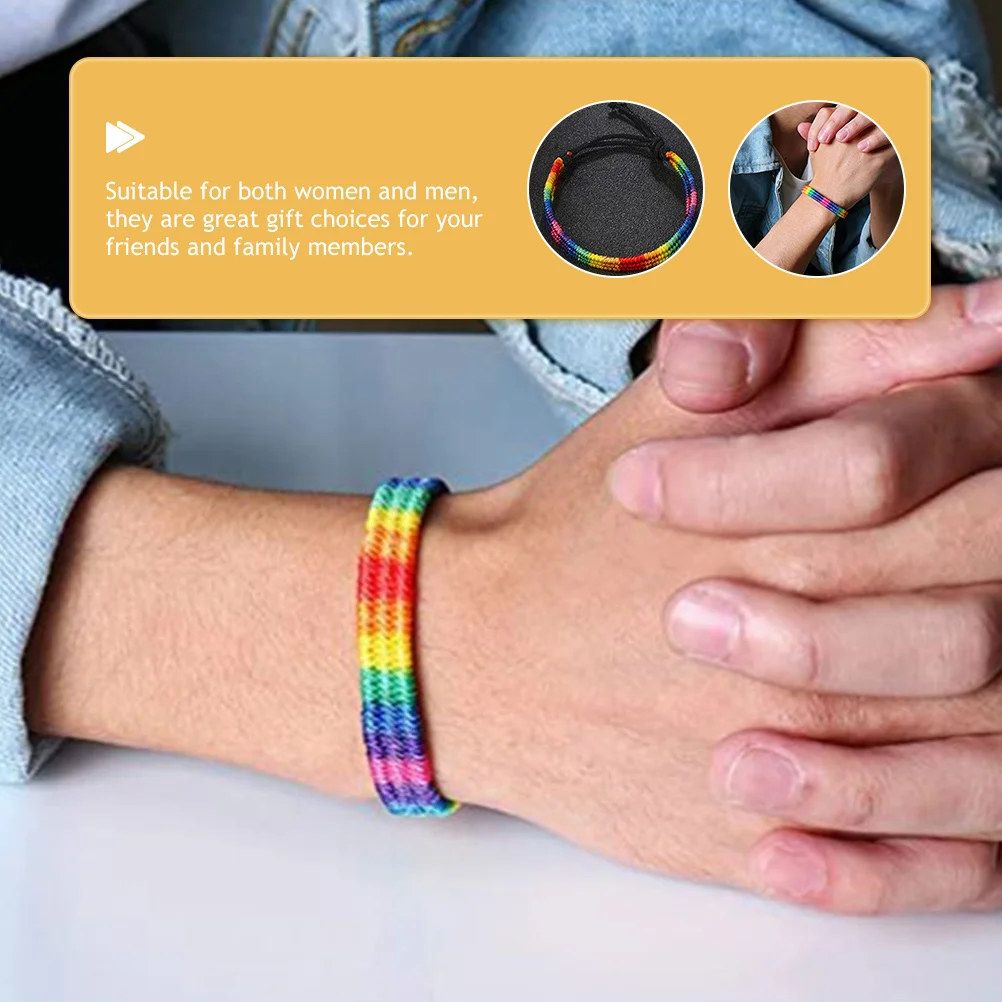 12Pcs Rainbow Bracelet Pride Day Adjustable Braided String Woven Couple Handcraft Design for Festival Party Event Accessories
12Pcs Rainbow Bracelet Pride Day Adjustable Braided String Woven Couple Handcraft Design for Festival Party Event Accessories
