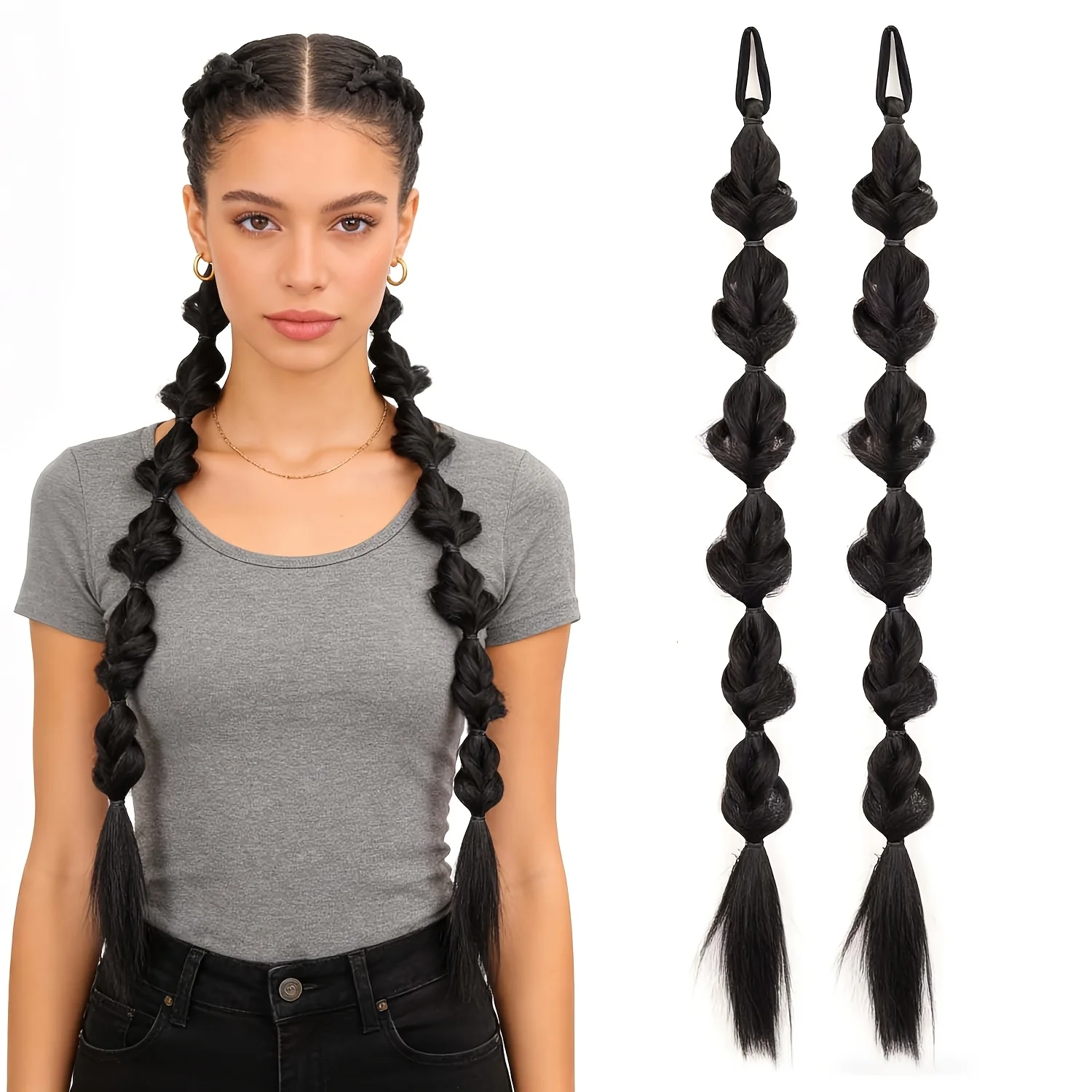 Bubble braid ponytail wig High ponytail fashion lantern braid, synthetic high heat-resistant material, suitable for daily wear to increase hair volume
Bubble braid ponytail wig High ponytail fashion lantern braid, synthetic high heat-resistant material, suitable for daily wear to increase hair volume