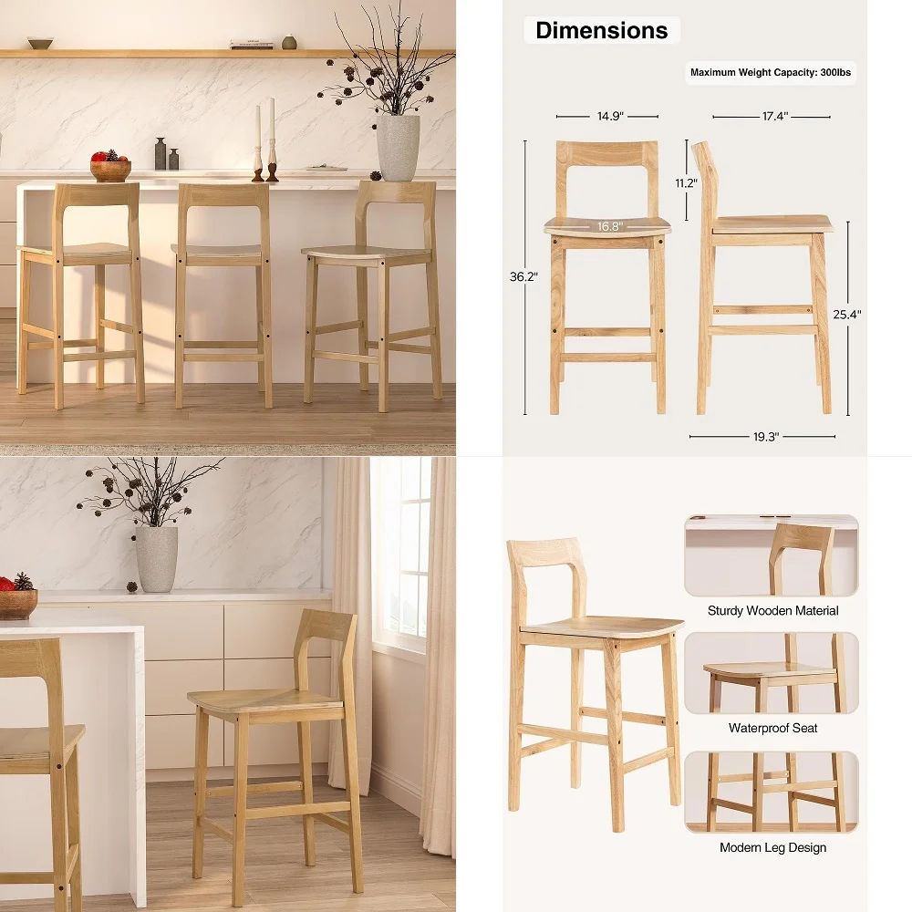 Height Barstools Set of 3, Wood Bar Stools Armless Farmhouse Wooden Bar Dining Chairs with Solid Wood Legs for Kitchen Island C
Height Barstools Set of 3, Wood Bar Stools Armless Farmhouse Wooden Bar Dining Chairs with Solid Wood Legs for Kitchen Island C
