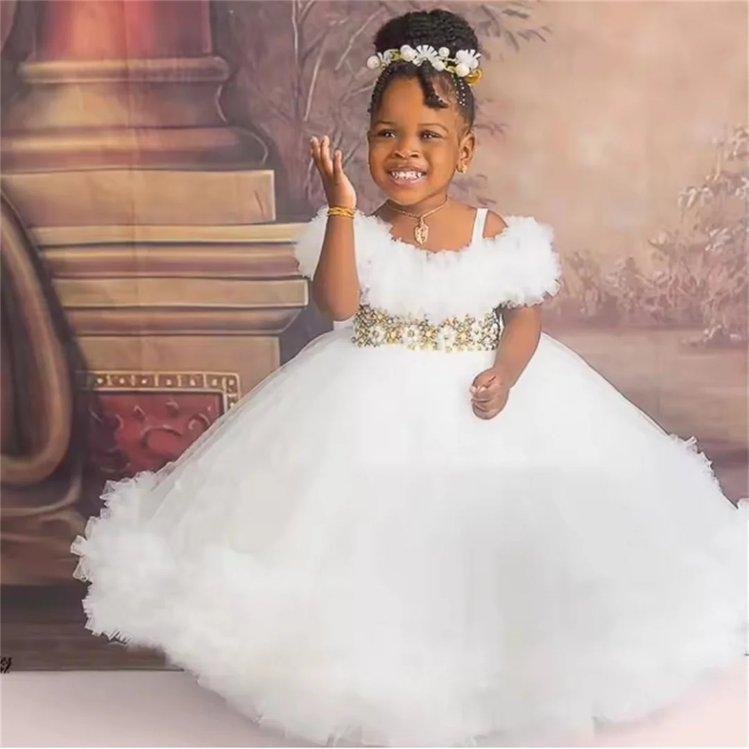 White Tulle Flower Girl Dress For Wedding Lace Puffy Beaded Susprnders Floor Length Princess Pageant Kids Birthday
White Tulle Flower Girl Dress For Wedding Lace Puffy Beaded Susprnders Floor Length Princess Pageant Kids Birthday