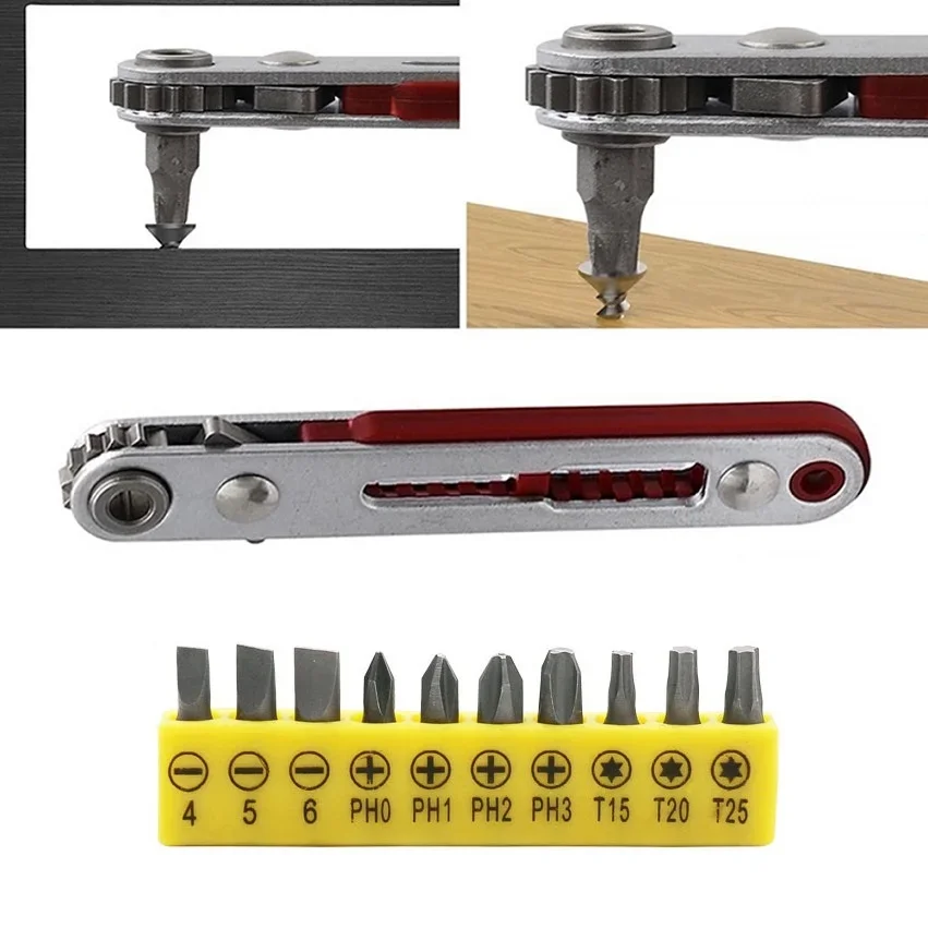 Hand Tools Ratchet Wrench Home With Bit Set Mini Offset Ratchet Wrench 16 Teeth 90 Degree Chrome Vanadium Steel
Hand Tools Ratchet Wrench Home With Bit Set Mini Offset Ratchet Wrench 16 Teeth 90 Degree Chrome Vanadium Steel