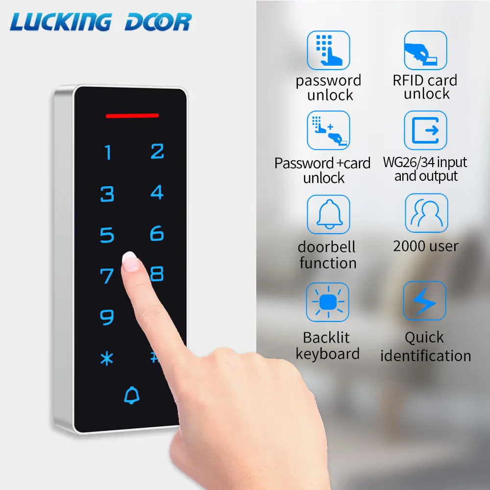 Standalone Access Control Keypad Backlight Touch 125khz 13.56Mhz RFID Proximity Card Wiegand 26 New Access Controller Keyboard
Standalone Access Control Keypad Backlight Touch 125khz 13.56Mhz RFID Proximity Card Wiegand 26 New Access Controller Keyboard