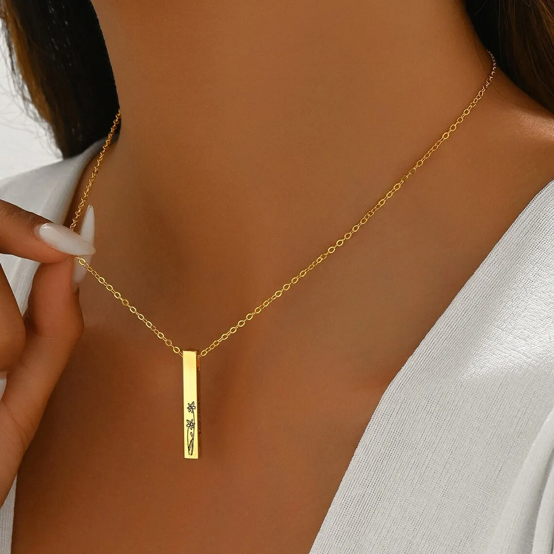 Personalized Flower Name Necklace Couples Text Custom Handcrafted Elegance 3D Bar Cube Necklace Birthday Gift
Personalized Flower Name Necklace Couples Text Custom Handcrafted Elegance 3D Bar Cube Necklace Birthday Gift