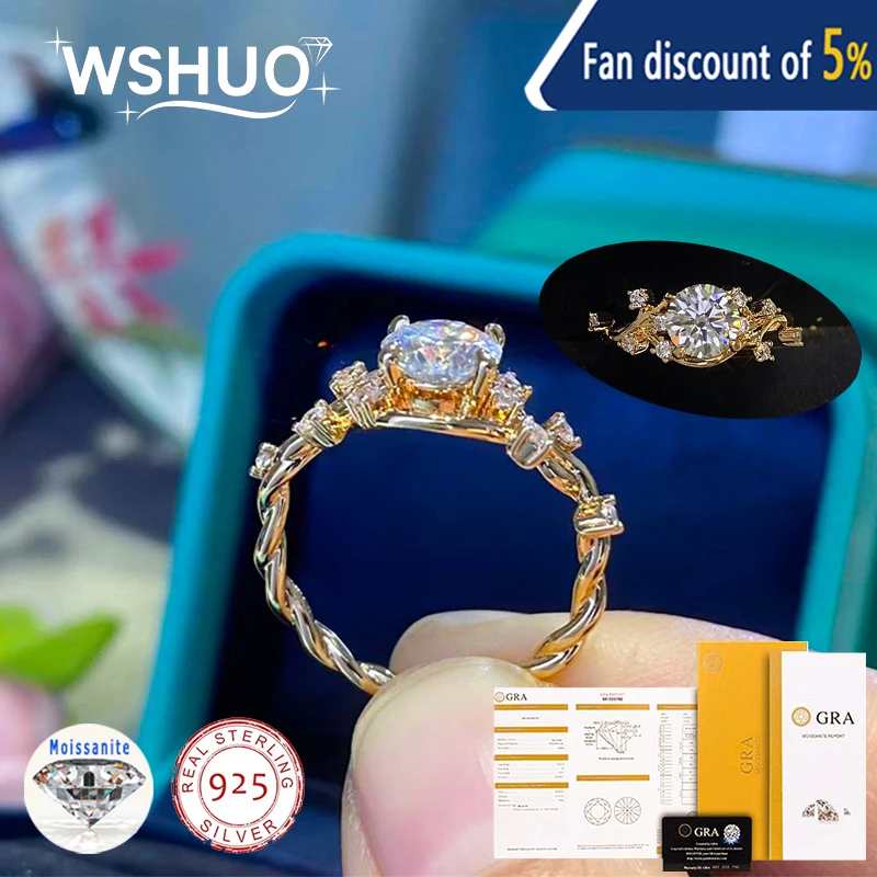 WSHUO 1CT Moissanite Rose Ring 925 Sterling Silver 14K Gold Luxury Jewelry Wedding Women Anniversary Party Gift GRA Certificate
WSHUO 1CT Moissanite Rose Ring 925 Sterling Silver 14K Gold Luxury Jewelry Wedding Women Anniversary Party Gift GRA Certificate