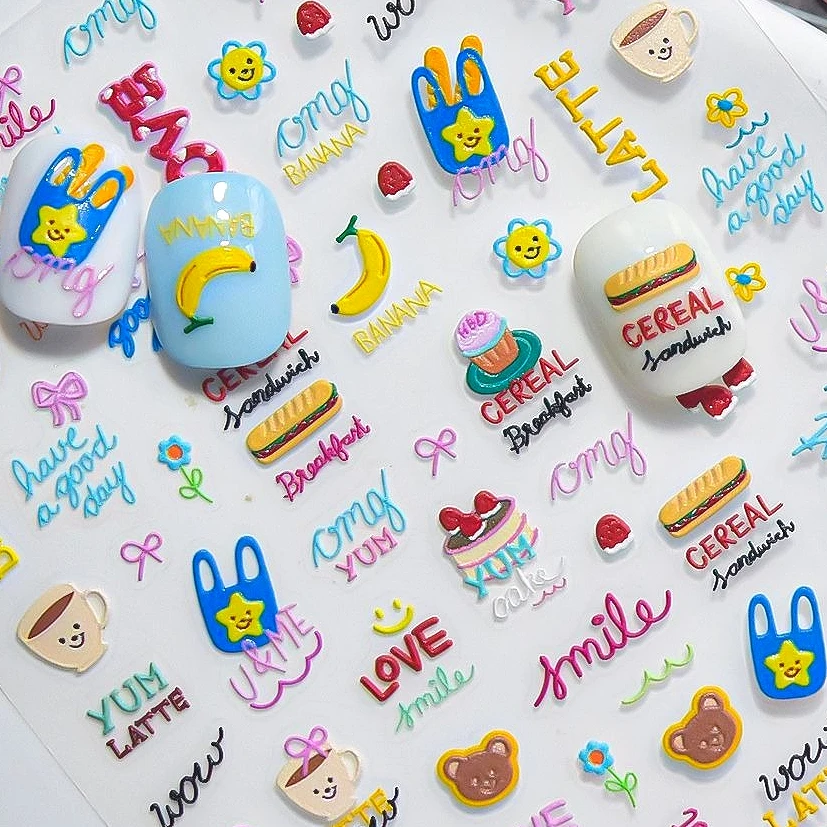 Banana Bread Cake Coffee Star Bear Flower Apple Cherry Strawberry Watermelon Kiwi Peach Fruit Bow Donut Nail Art Stickers Decals
Banana Bread Cake Coffee Star Bear Flower Apple Cherry Strawberry Watermelon Kiwi Peach Fruit Bow Donut Nail Art Stickers Decals