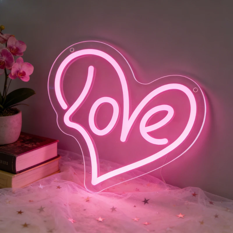 Pink Heart Love LED Neon Sign Romantic Wall Art for Bedroom Wedding Anniversary Gift Home Decor Warm Glow Neon Light for Her
Pink Heart Love LED Neon Sign Romantic Wall Art for Bedroom Wedding Anniversary Gift Home Decor Warm Glow Neon Light for Her