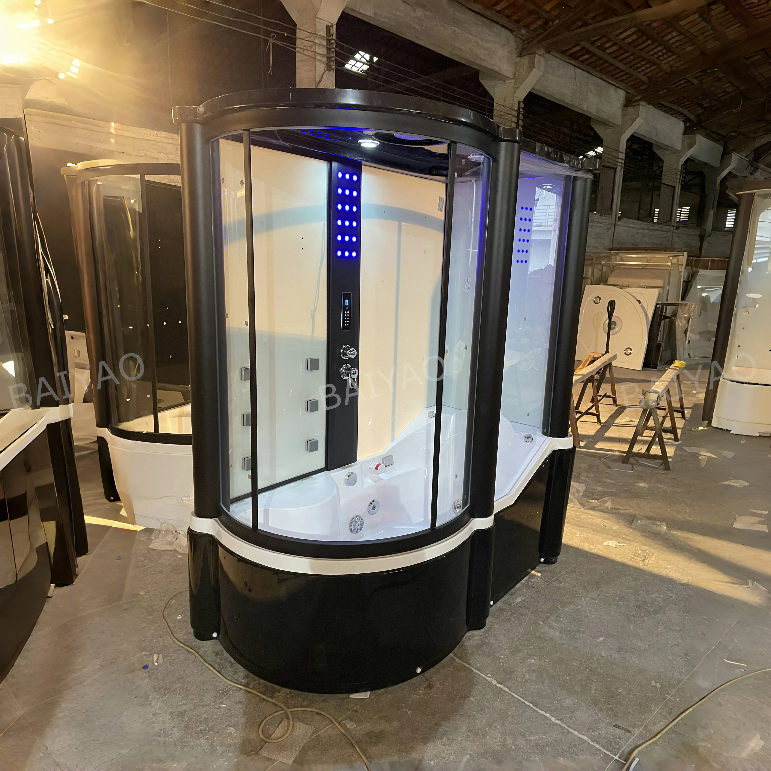 1-местный шкаф для душа с мокрым паром для ванной комнаты, комфортная кабина с ванной и раздвижной дверью, черная рама, гамматерапия, решение для индейки 
1-местный шкаф для душа с мокрым паром для ванной комнаты, комфортная кабина с ванной и раздвижной дверью, черная рама, гамматерапия, решение для индейки