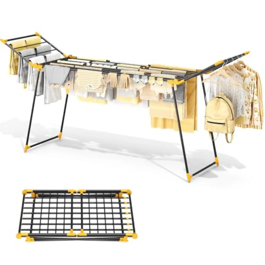 Foldable Large Clothes Drying Rack Metal Airer for Bedding Towel Sweater Heavy Duty Indoor Outdoor Use Yellow 21.9W x 100L x 39
Foldable Large Clothes Drying Rack Metal Airer for Bedding Towel Sweater Heavy Duty Indoor Outdoor Use Yellow 21.9W x 100L x 39