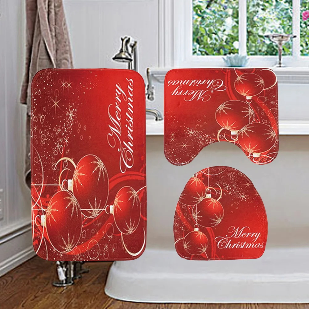 3 in 1 Christmas Ball Pattern Bathroom Mat Set Antiskid Washroom Carpet Mat Toilet Seat Lid Cover (Red)
3 in 1 Christmas Ball Pattern Bathroom Mat Set Antiskid Washroom Carpet Mat Toilet Seat Lid Cover (Red)