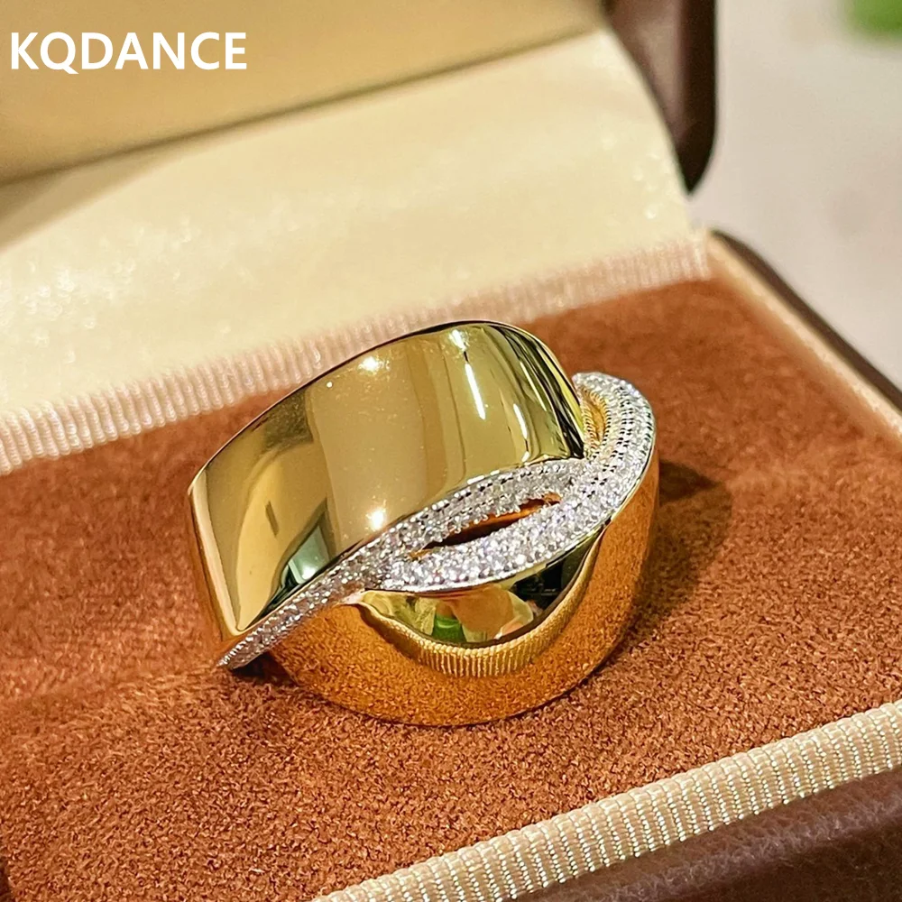 KQDANCE New Solid 925 Silver With High carbon Diamond Wide Cross Line Rings 18K Gold Plated Fine Jewelry For Women Anniversary
KQDANCE New Solid 925 Silver With High carbon Diamond Wide Cross Line Rings 18K Gold Plated Fine Jewelry For Women Anniversary
