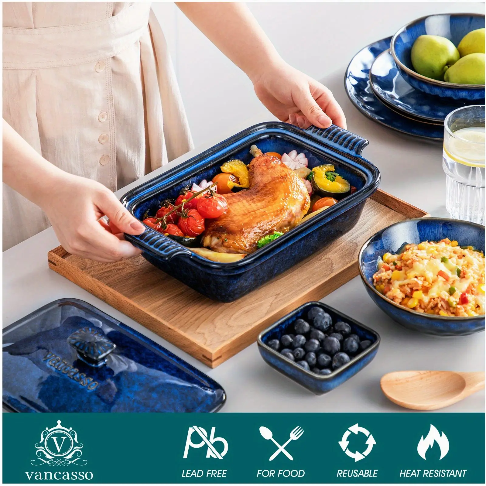 Ceramic Casserole Dish with Tight-Fit Lid, 1.9-Quart Deep Lasagna Pan for Baking, Serving & Storage – Oven-Safe, Dishwasher-Safe
Ceramic Casserole Dish with Tight-Fit Lid, 1.9-Quart Deep Lasagna Pan for Baking, Serving & Storage – Oven-Safe, Dishwasher-Safe