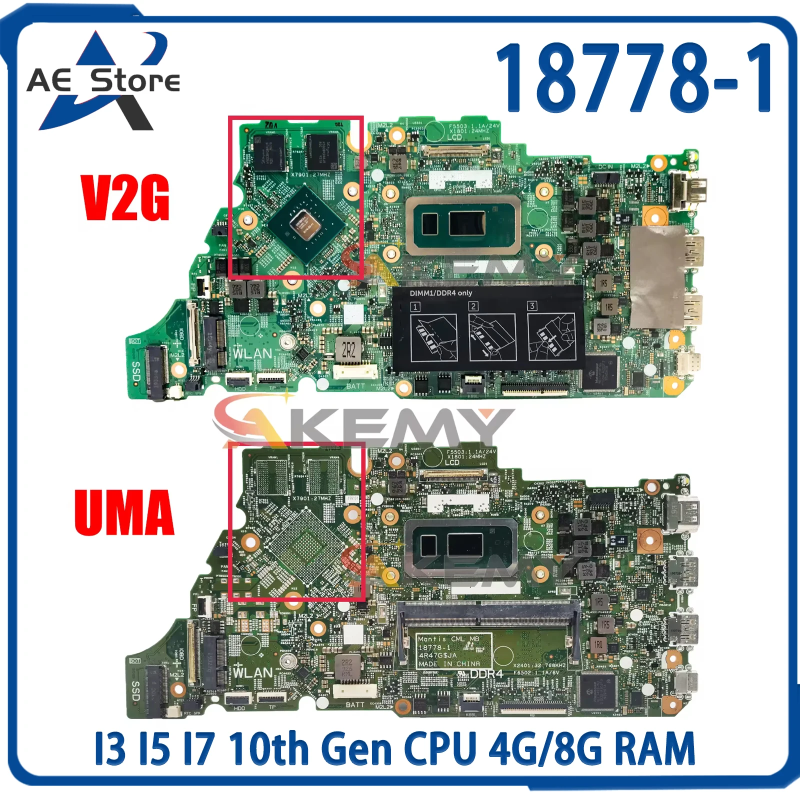 AE 18778-1 Laptop Motherboard For DELL Inspiron 5490 00V7R1 0355T5 01M6H4 Notebook Mainboard I3 I5 I7 10th Gen CPU 4G/8G RAM
AE 18778-1 Laptop Motherboard For DELL Inspiron 5490 00V7R1 0355T5 01M6H4 Notebook Mainboard I3 I5 I7 10th Gen CPU 4G/8G RAM