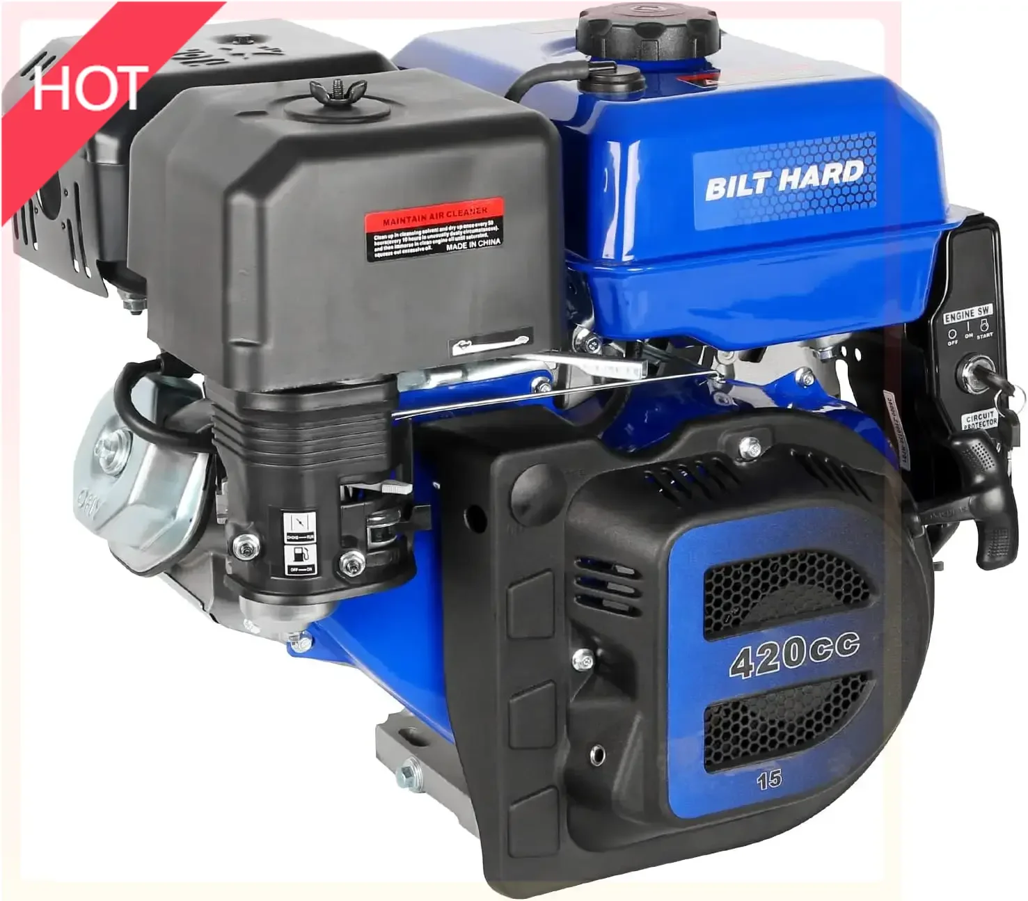 Двигатель 420cc 15hp с электрическим запуском, горизонтальный вал, 4-тактный газовый двигатель Ohv, многоразовый питание 
Двигатель 420cc 15hp с электрическим запуском, горизонтальный вал, 4-тактный газовый двигатель Ohv, многоразовый питание