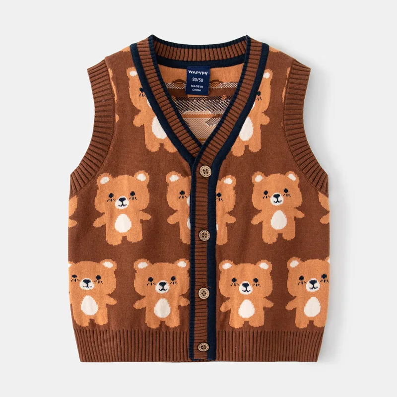 Boys Casual Cartoon Bear Warm V-neck Sleeveless Sweater Knitted Vest Kids Knitwear Children's Autumn Winter Cardigan Vest
Boys Casual Cartoon Bear Warm V-neck Sleeveless Sweater Knitted Vest Kids Knitwear Children's Autumn Winter Cardigan Vest