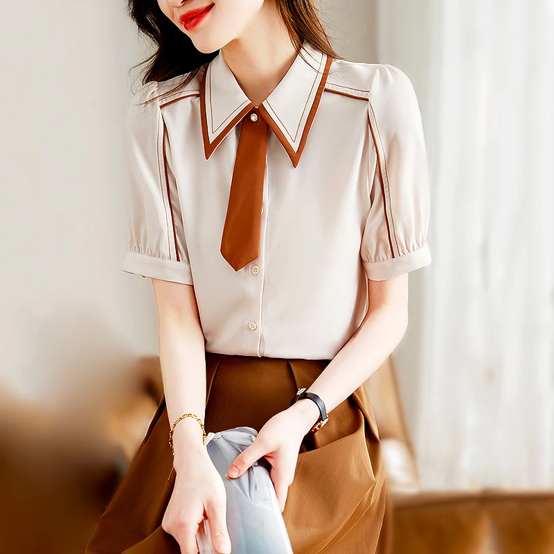 Fashion Short Sleeve Patchwork Chiffon Blouses Ladies Shirts Tops Women Vintage Style Summer Clothes Camisas Y Blusas SL399
Fashion Short Sleeve Patchwork Chiffon Blouses Ladies Shirts Tops Women Vintage Style Summer Clothes Camisas Y Blusas SL399