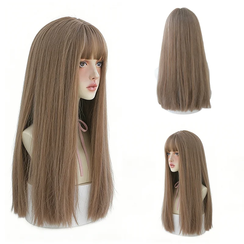 Milk Tea Linen Brown Long Straight Wig with Air Bangs 22 Inch Natural Looking Heat Resistant Synthetic Wig For Women Daily Wear
Milk Tea Linen Brown Long Straight Wig with Air Bangs 22 Inch Natural Looking Heat Resistant Synthetic Wig For Women Daily Wear