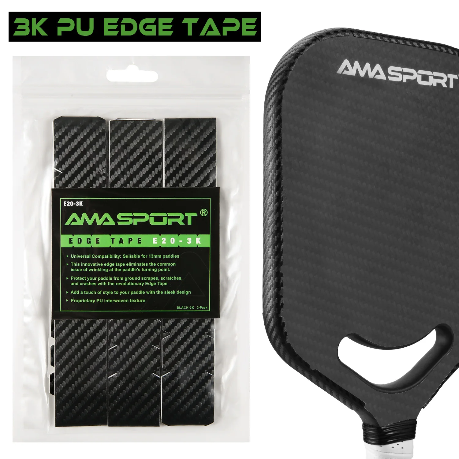 AMASPORT 3Pcs Pickleball Paddle Protection Tape Fit Perfectly Curved Edge Enhanced Comfort & Performance Pickleball Accessories
AMASPORT 3Pcs Pickleball Paddle Protection Tape Fit Perfectly Curved Edge Enhanced Comfort & Performance Pickleball Accessories