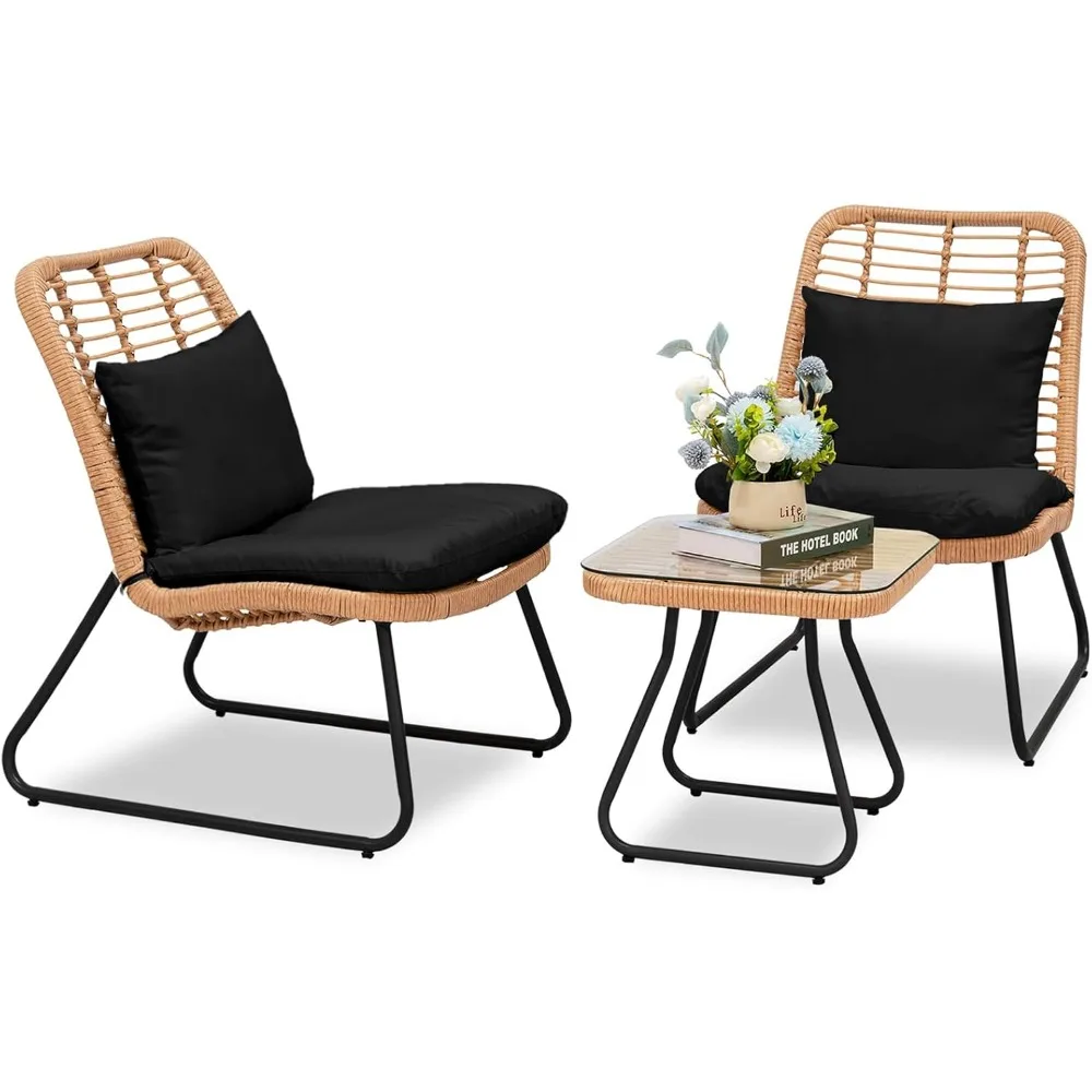 3-Piece Outdoor Wicker Bistro Set with Cushions. Ideal for balconies, poolside, gardens.
3-Piece Outdoor Wicker Bistro Set with Cushions. Ideal for balconies, poolside, gardens.