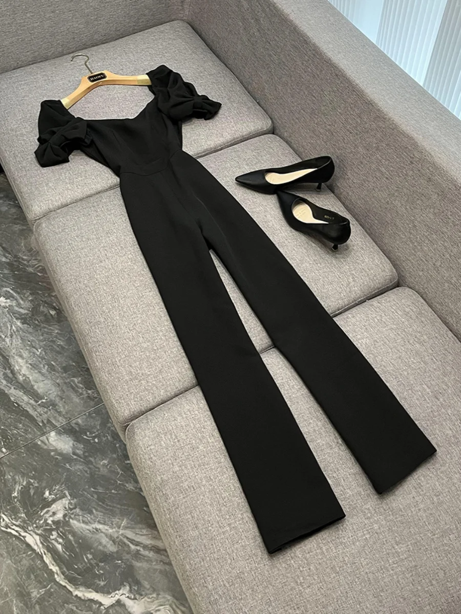 Elegant One-Piece Suit Little V-Neck Bubble Sleeve Slimming Black Strapless Goddess Style Dress Commute Simple Style JF
Elegant One-Piece Suit Little V-Neck Bubble Sleeve Slimming Black Strapless Goddess Style Dress Commute Simple Style JF