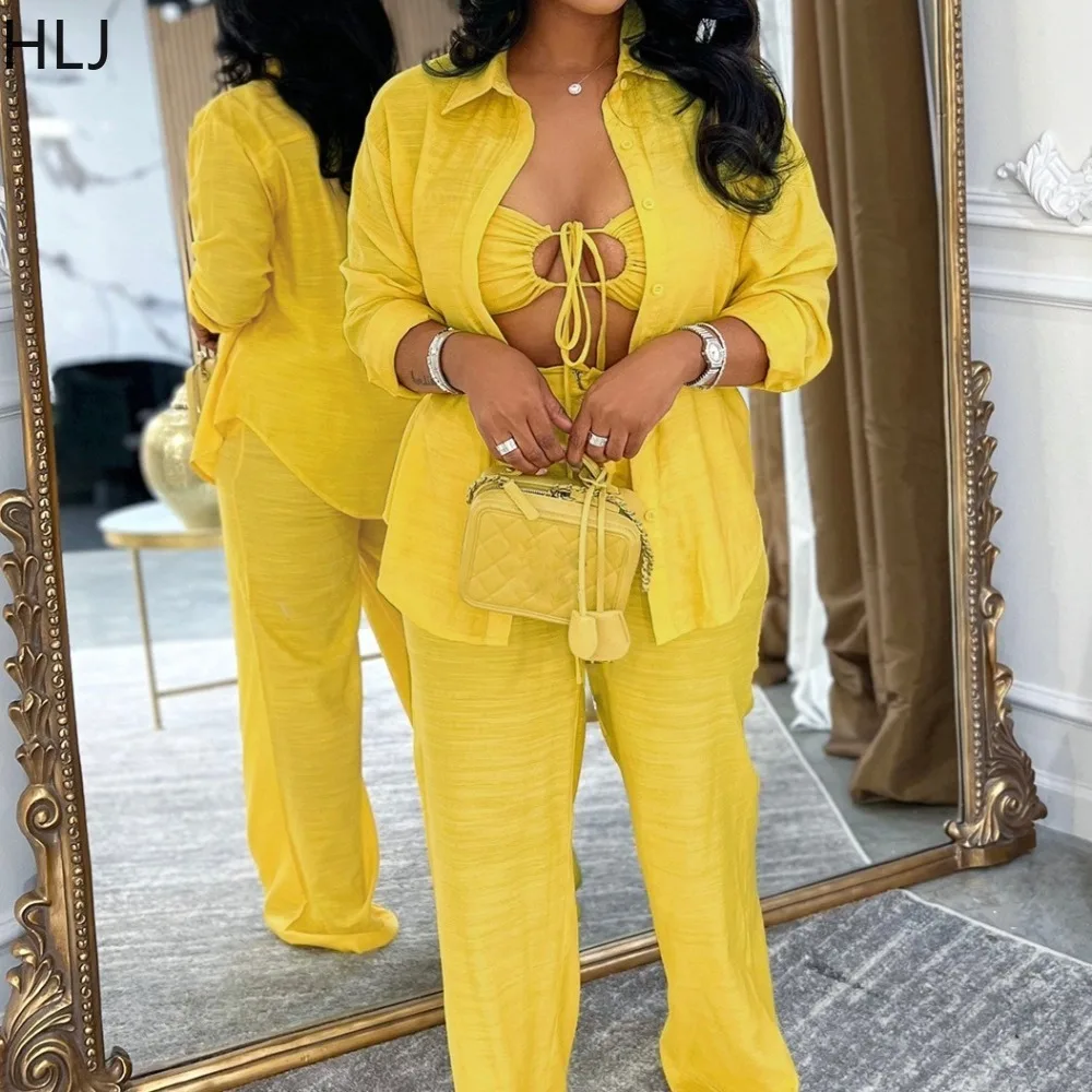 HLJ Casual 3 Piece Sets Woman Outfit Lapel Long Sleeve Shirt + Vest + Wide Leg Pants Matching Tracksuit Female Streetwear New
HLJ Casual 3 Piece Sets Woman Outfit Lapel Long Sleeve Shirt + Vest + Wide Leg Pants Matching Tracksuit Female Streetwear New