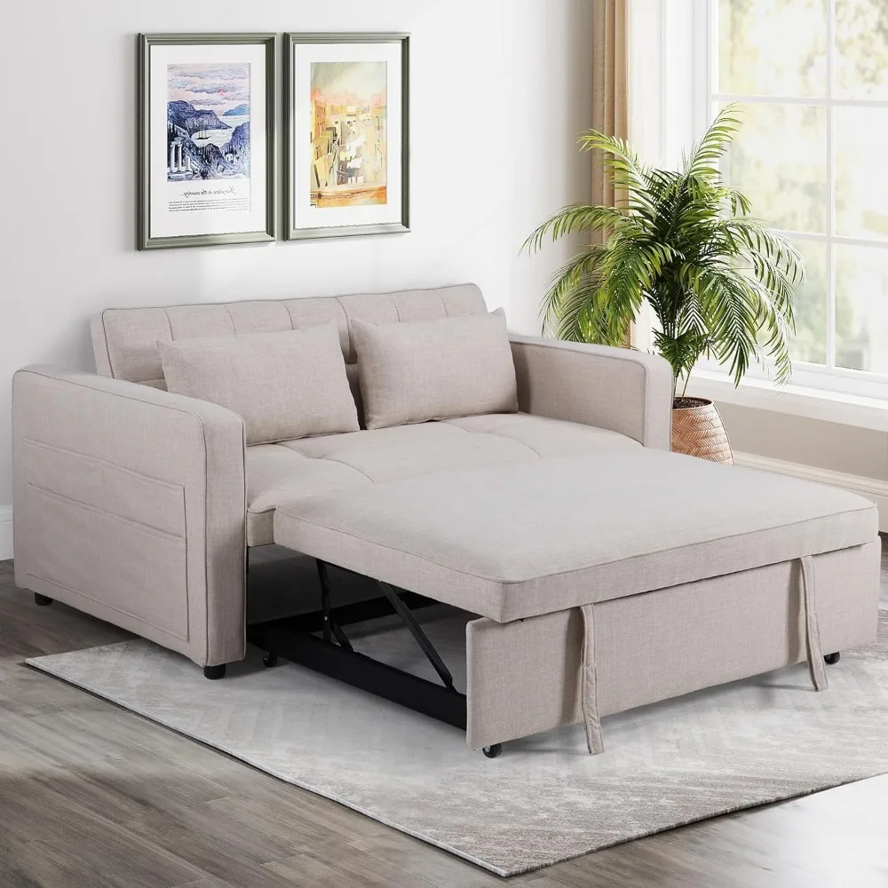 3-in-1 Convertible Loveseat Sleeper Sofa Bed, Futon Couches with Pullout Bed, 2-Seater Sofa with Storage Pockets, 3-Level Adjust
3-in-1 Convertible Loveseat Sleeper Sofa Bed, Futon Couches with Pullout Bed, 2-Seater Sofa with Storage Pockets, 3-Level Adjust