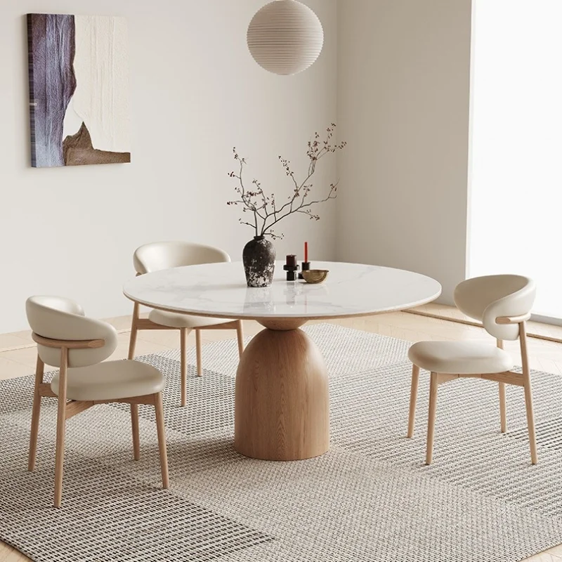 Wabi-Sabi Style Solid For Home Use In Small Spaces, Round Ash Wood Dining Table With Rock Slab Top, Can Be Equi
Wabi-Sabi Style Solid For Home Use In Small Spaces, Round Ash Wood Dining Table With Rock Slab Top, Can Be Equi