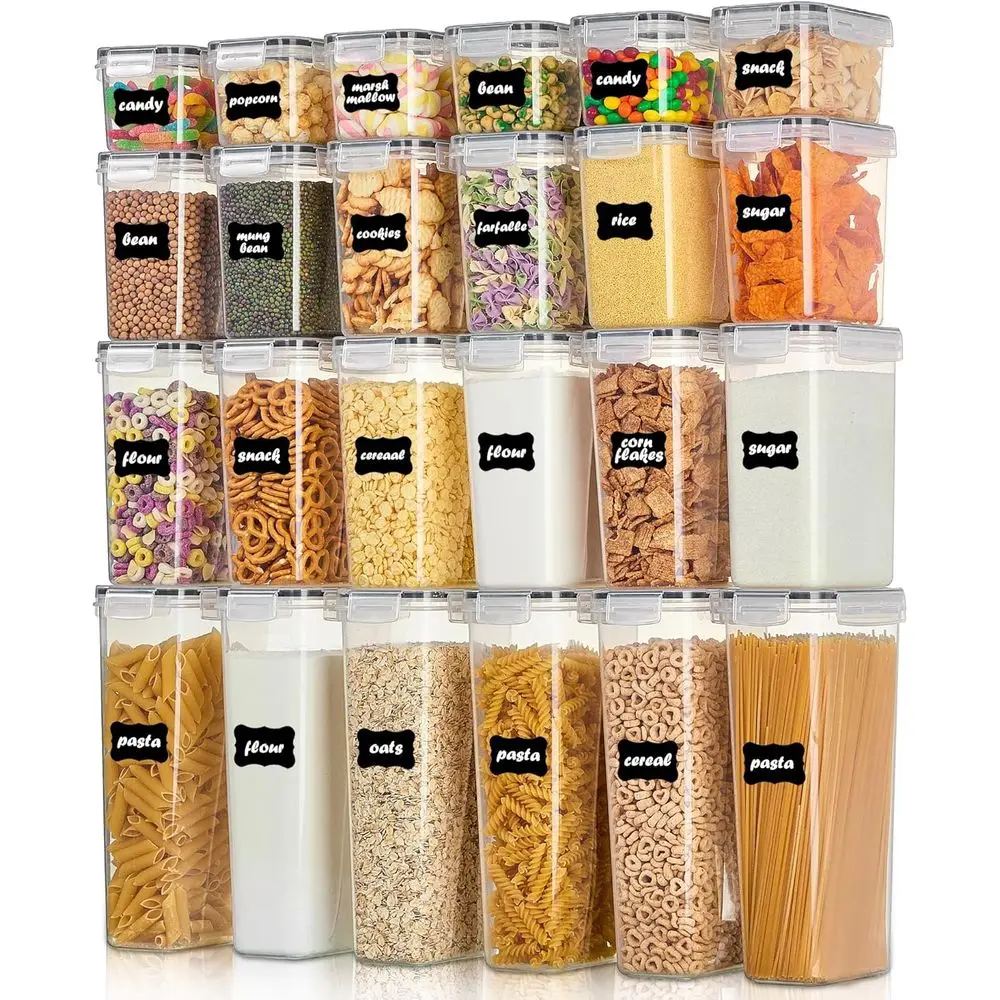 Airtight Food Storage Containers with Lids, 24 pcs Plastic Kitchen and Pantry Organization Canisters for Cereal, Dry Food, Flour
Airtight Food Storage Containers with Lids, 24 pcs Plastic Kitchen and Pantry Organization Canisters for Cereal, Dry Food, Flour