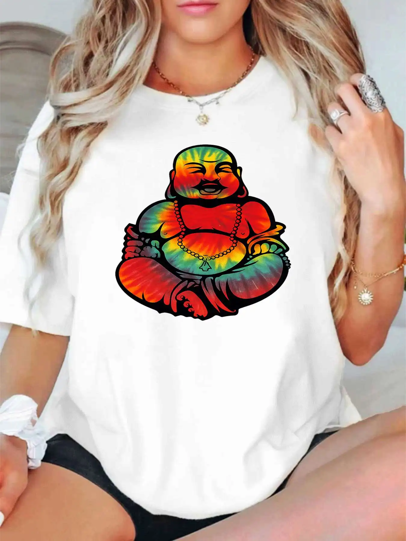 【1021743】 Женская футболка больших размеров с круглым вырезом и короткими рукавами, эластичными рукавами и модными принтами
【1021743】 Женская футболка больших размеров с круглым вырезом и короткими рукавами, эластичными рукавами и модными принтами