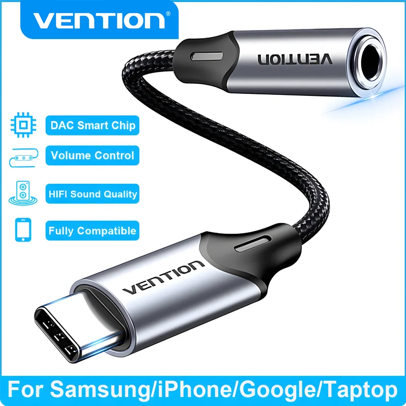 Адаптер Vention Type C на 3,5 мм для наушников, аудиокабель USB C на 3,5 мм, аудиокабель для наушников Aux с чипом DAC для Samsung Galaxy
Адаптер Vention Type C на 3,5 мм для наушников, аудиокабель USB C на 3,5 мм, аудиокабель для наушников Aux с чипом DAC для Samsung Galaxy