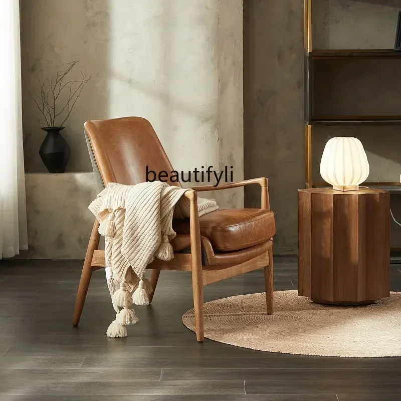 V Nordic living room solid wood leather sofa chair living room oil wax leather single leisure chairAA
V Nordic living room solid wood leather sofa chair living room oil wax leather single leisure chairAA