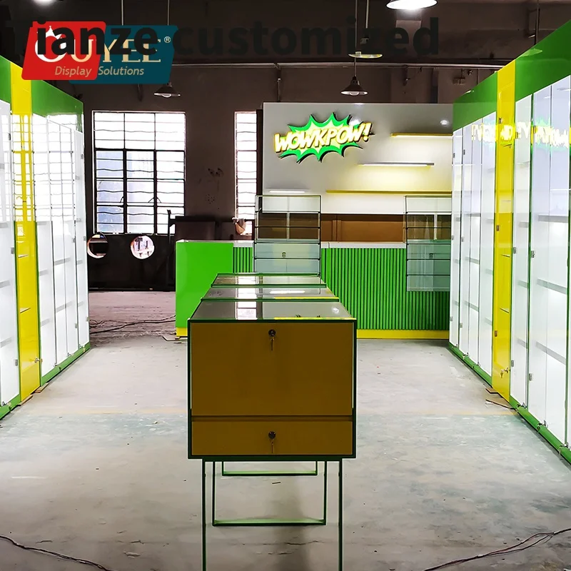 Customized-modern customized dispensary shop display furniture smoke shop interior design
Customized-modern customized dispensary shop display furniture smoke shop interior design