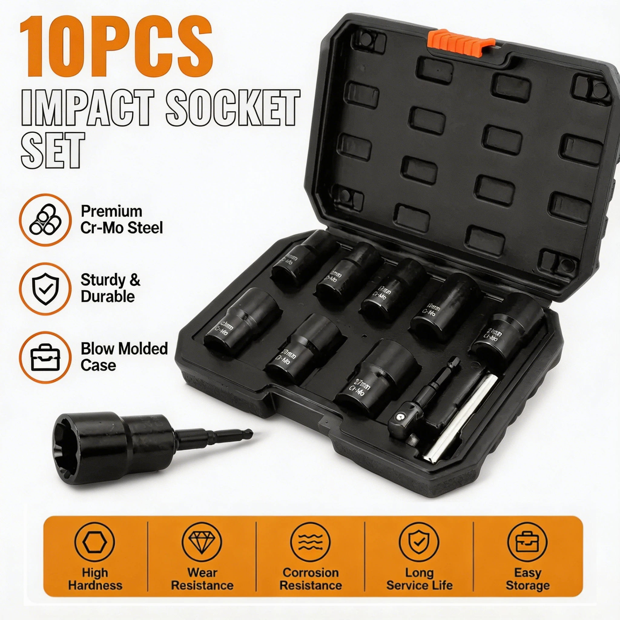 10PCS Lug Nut Wheel Lock Extractor Kit,1/2" Drive Impact Bolt Nut Remover Tool Set for Damaged Dead Rusted Rounded-Off Fasteners
10PCS Lug Nut Wheel Lock Extractor Kit,1/2" Drive Impact Bolt Nut Remover Tool Set for Damaged Dead Rusted Rounded-Off Fasteners