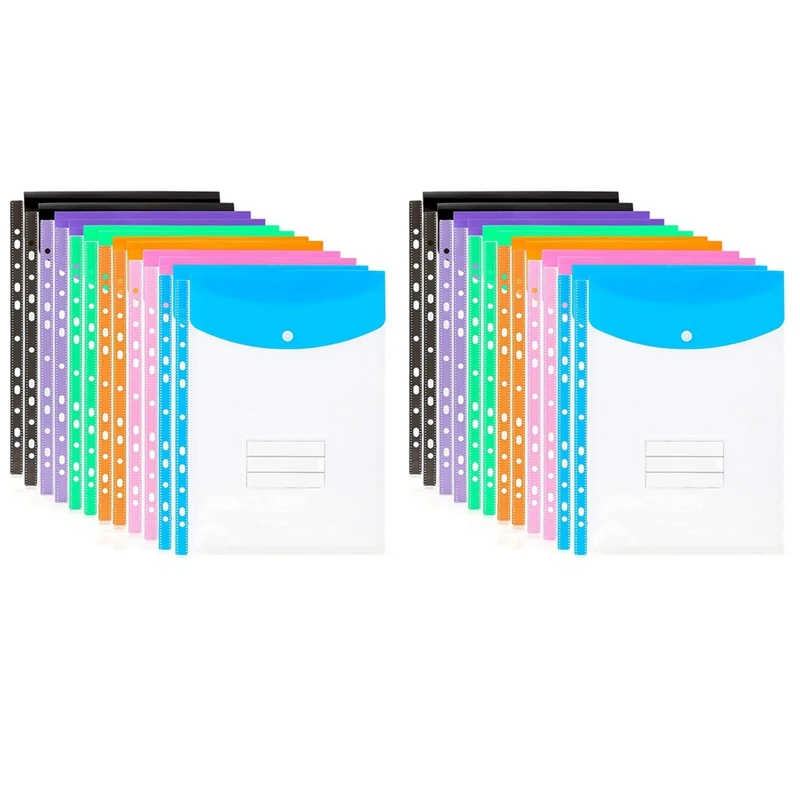 24 Pack A4 Punched Pockets Plastic Wallets - 11 Holes Expandable Binder Pocket Envelope File Folders
24 Pack A4 Punched Pockets Plastic Wallets - 11 Holes Expandable Binder Pocket Envelope File Folders